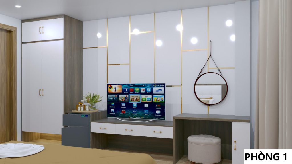 Nội thất phòng ngủ màu trắng ở Vĩnh Phúc